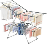 59″ High Folding Clothes Drying Rack – Stainless Steel Stand with 3 Rotatable Arms & 4-Leg Base