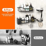 5-Pack No-Drill Shower Caddy Set – Large Capacity Rust-Proof Wall-Mounted Organizer Black