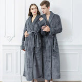 Thick Coral Velvet Bathrobe – Warm Winter Long Robe for Men & Women | Soft Couple Pajama Robe & Shower Wrap