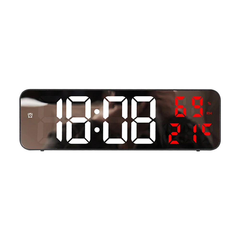 LED Digital Wall Clock – Large Screen Electronic Wall-Mounted Clock with Time, Temperature & Humidity Display