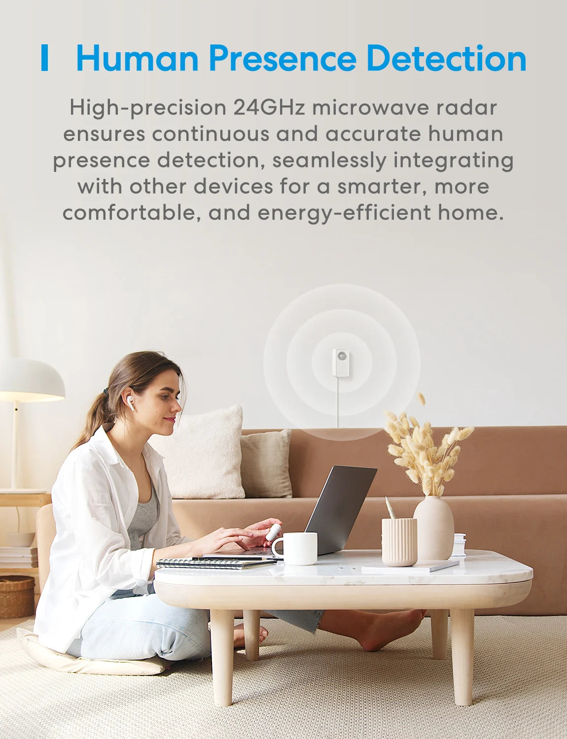 Meross US Matter WiFi Human Presence Sensor – Smart Radar Detector with Luminance & Distance Detection for Smart Homes