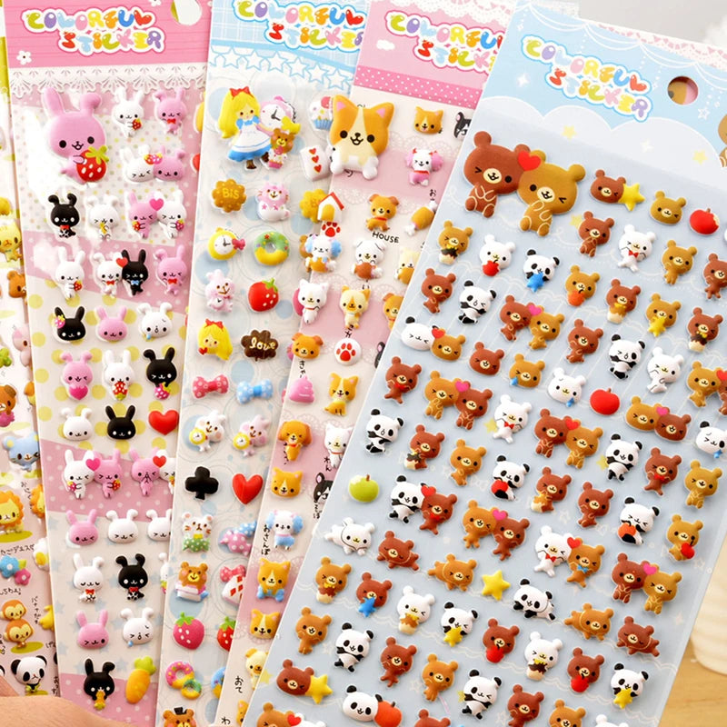 Cute Mini Animal 3D Bubble Stickers – Stereoscopic Diary & Stationery Decor