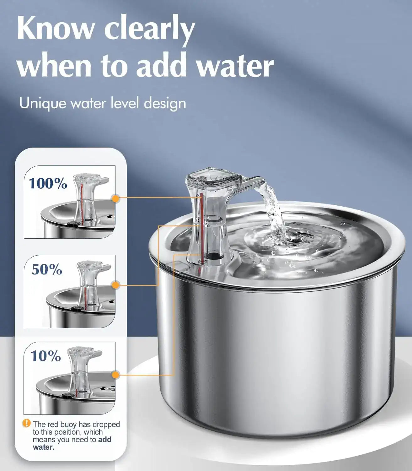 “2L Stainless Steel Pet Water Fountain – Automatic Cat & Dog Water Dispenser with Optional Sensor & Heater”