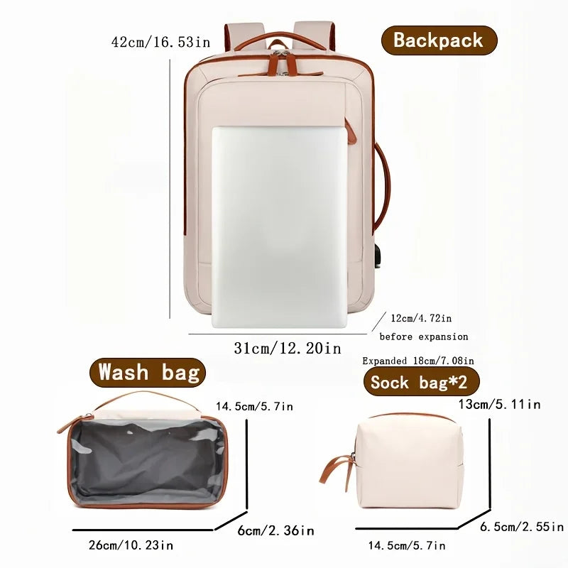 Expandable Large-Capacity Laptop Backpack – Durable Oxford Travel & School Bag | Multi-Compartment Shoulder Pack