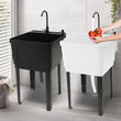 Freestanding Utility Laundry Sink – Stainless Steel Faucet, Space-Saver Tub for Washing Room & Workshop
