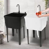 Freestanding Utility Laundry Sink – Stainless Steel Faucet, Space-Saver Tub for Washing Room & Workshop