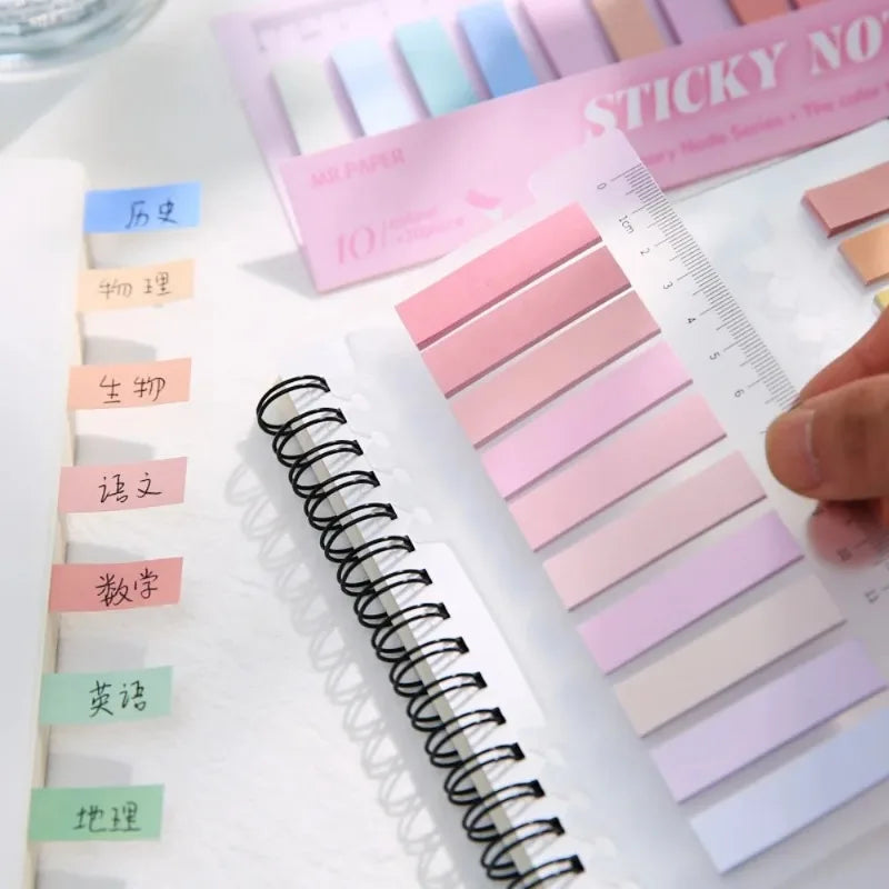 Morandi PET Marker Stickers — 200pcs / 6 Styles & 10 Soft-Tone Colors | Waterproof, Tear-Resistant Index Notes