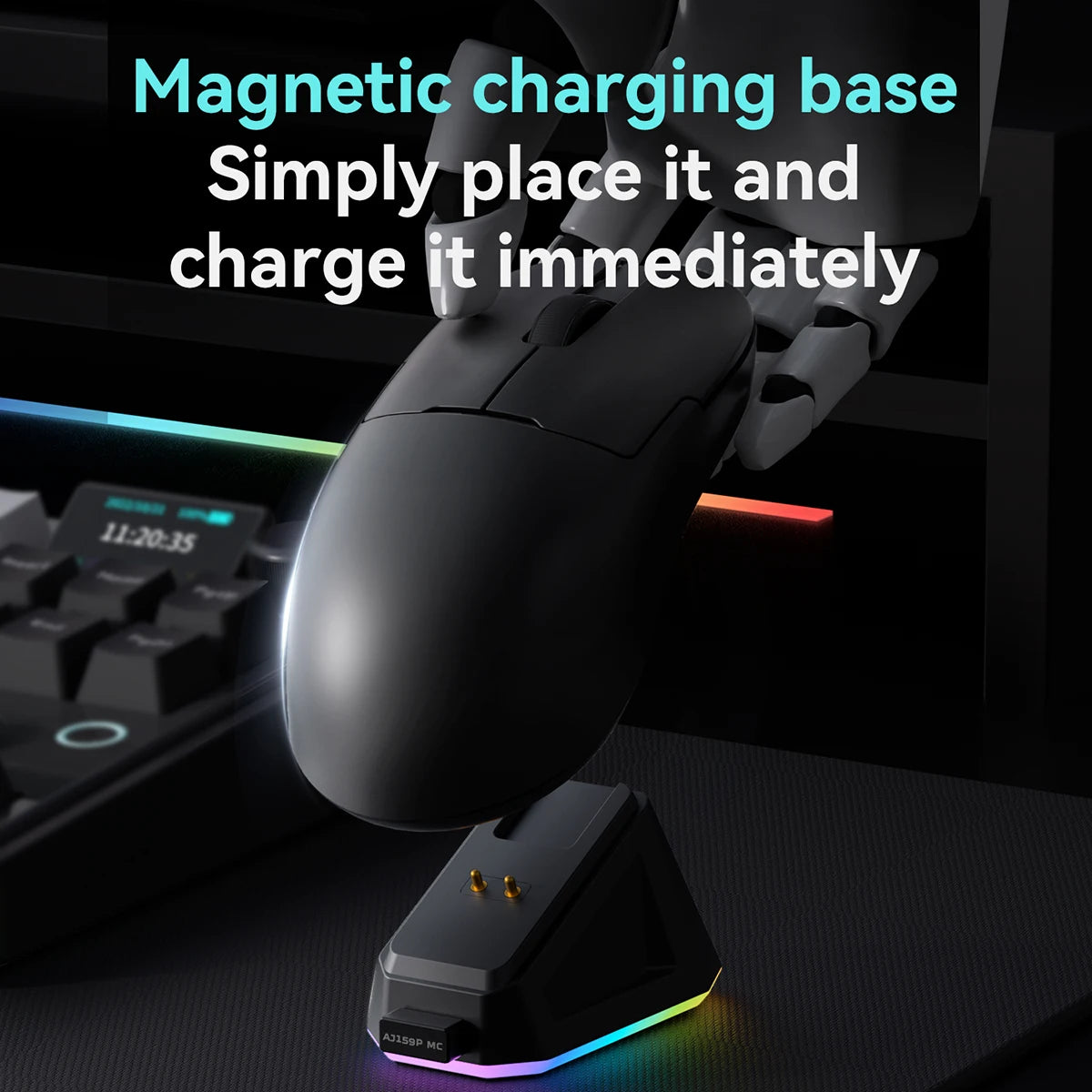 Ajazz AJ159P-MC Wireless Gaming Mouse – 56g Lightweight Design, PAW3311 Sensor, 1KHz Return Rate, Non-Porous Shell