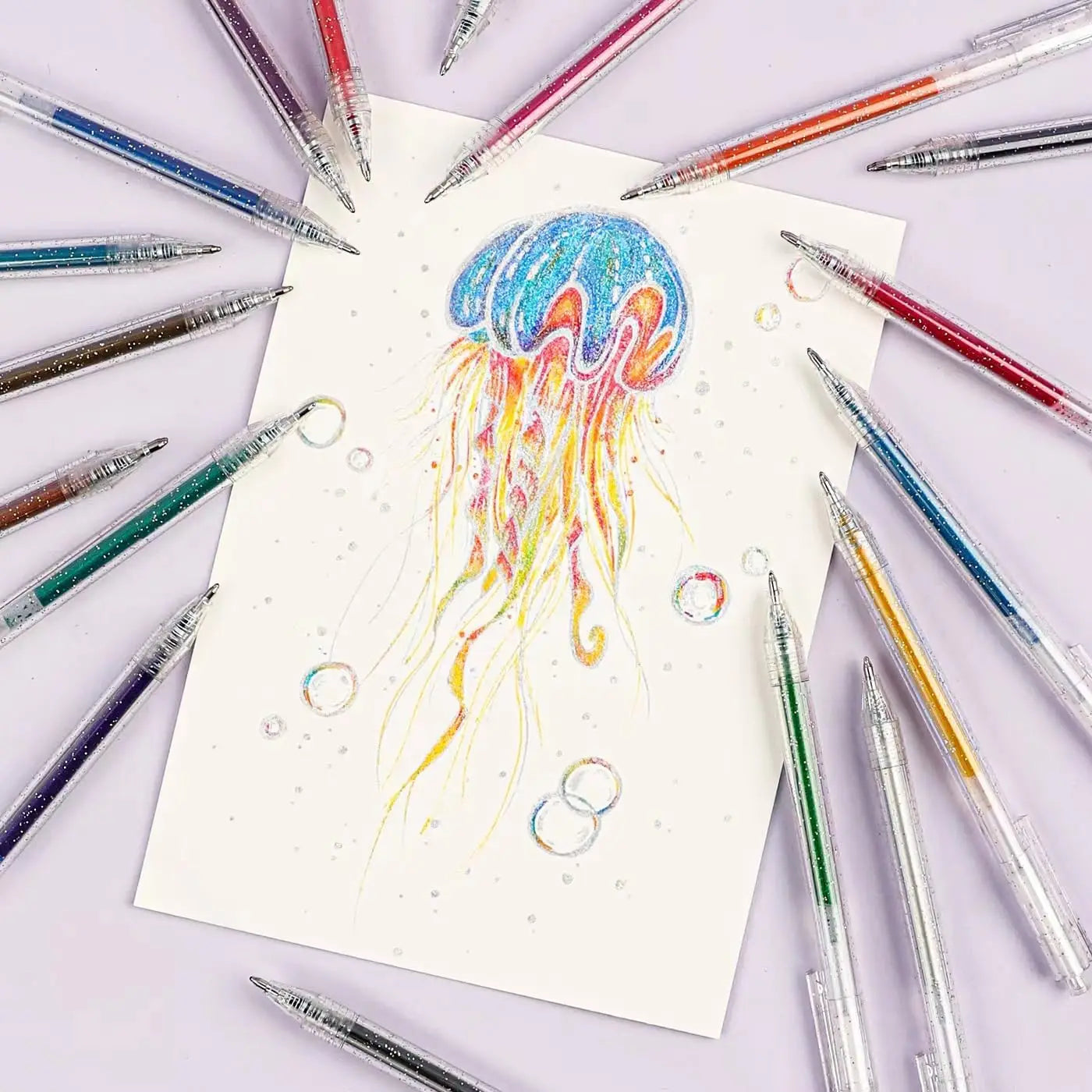Glitter Gel Pens Set (18 Colors) – Metallic Sparkle Retractable Pens for Coloring & Creative Writing
