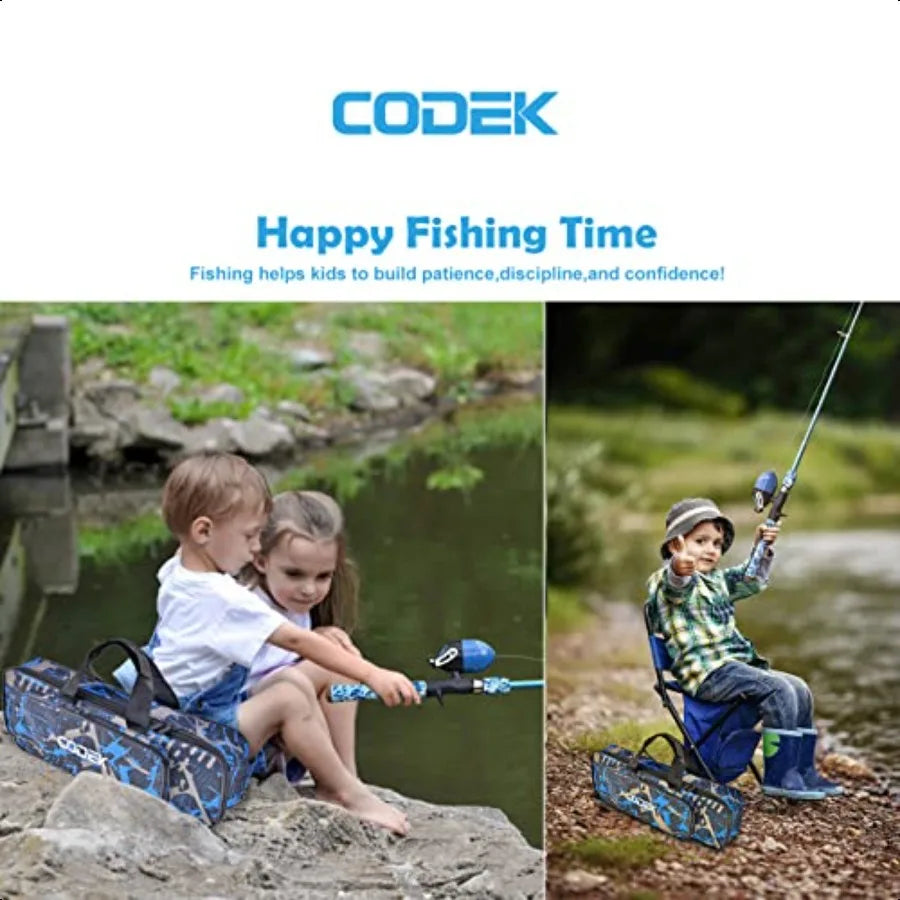 CODEK Fishing Pole Set – 2 Portable Telescopic Rod & Reel Combos with Complete Starter Kits | Kids, Youth & Beginner Fishing Set with Tackle Box