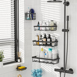 Adhesive No-Drill 5-Pack Corner Shower Caddy Set – Rustproof Stainless Wall-Mounted Organizer Shelves