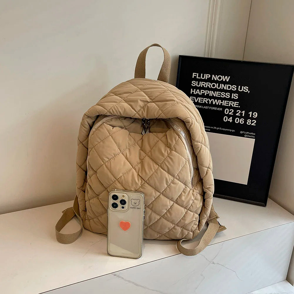 Quilted Nylon Backpack – Unisex Laptop Bookbag for School, Work & Travel 🎒