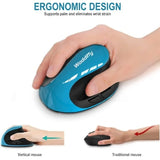 Ergonomic Wireless Vertical Mouse – Right-Handed Small Mouse with 6 Buttons for Laptop, Desktop & MacBook (Blue)