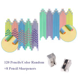 Giant Thick Pencils Set – 120 Large Beginner Pencils with Erasers + 8 Sharpeners for School & Early Learning