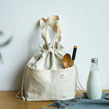 Japanese-Style Bento Lunch Bag – Large Capacity Drawstring Pouch with Insulated Aluminum Foil Liner