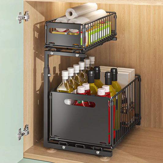 Upgraded Pull-Out Kitchen Cabinet Organizer – Guide Rail Design, Smooth Sliding Storage Rack for Home & Pantry