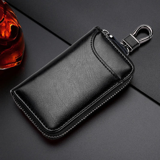 Personalized Leather Keychain Holder – Custom Name & Phone Number Car Key Case and Multifunction Pouch