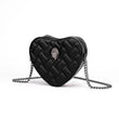 Women’s Heart-Shaped Herringbone Crossbody Bag – Eagle & Bird-Head Chain Detail Purse