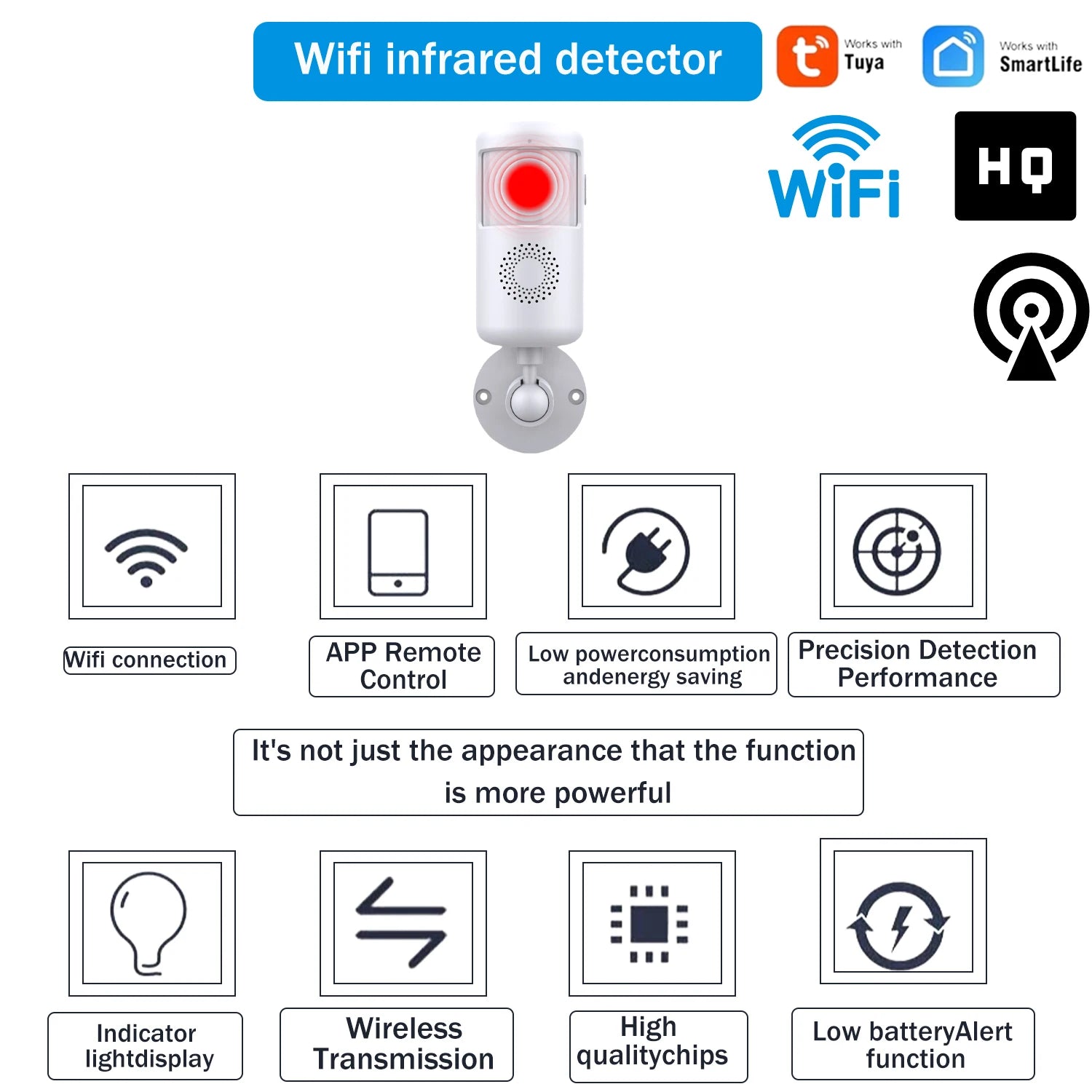 📡 WiFi Tuya Smart PIR Motion Detector – Battery-Powered Infrared Wireless Alarm System with App Alerts