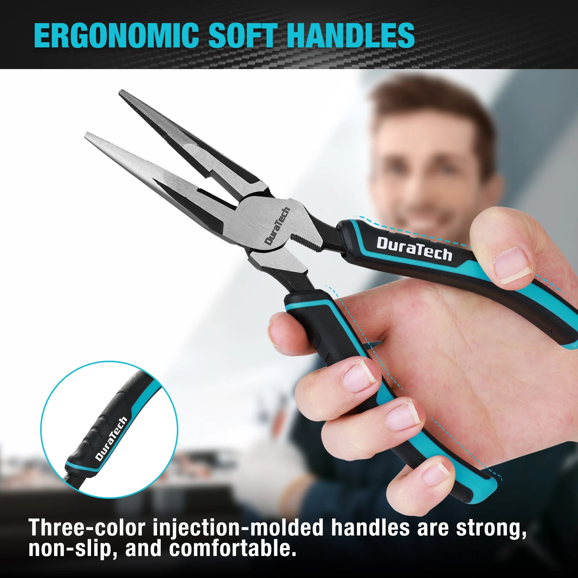 DURATECH 3PCS Premium Pliers Set – CR-Ni Steel Construction | 8" Needle Nose, Slip Joint & Groove Joint Pliers