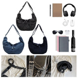 Denim Crescent Shoulder & Crossbody Bag for Women – Vintage Jean Tote Style for Work, Shopping & Travel