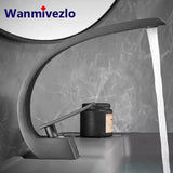 Black/Chrome Deck-Mount Basin Mixer Faucet – Single-Lever Hot & Cold Water Tap