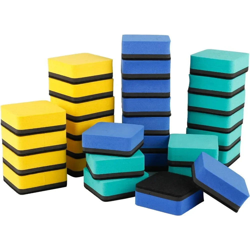 Mini Magnetic Whiteboard Erasers – 30-Pack Dry Erase & Chalkboard Cleaners (1.97 × 1.97 in)