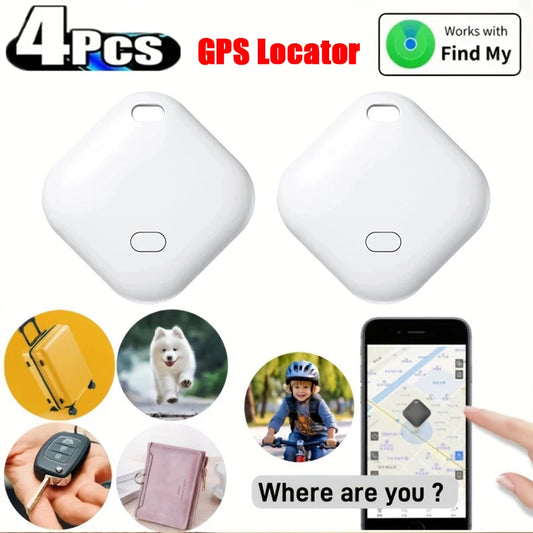 4-Pack GPS Bluetooth Tracker Tags – Smart Locator Devices Compatible with Apple Find My App for Keys, Wallet, Pets & Cars