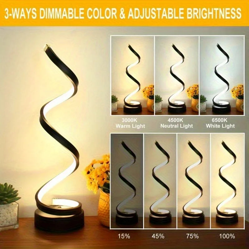 🌀 Classic Creative Spiral LED Table Lamp – Modern Minimalist Dimmable Lamp with Adjustable Arm & Soft Multifunctional Light
