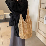 Women’s Knitted Shoulder Tote – Large-Capacity Crochet Underarm Bag, Summer Mesh Beach Hobo Handbag