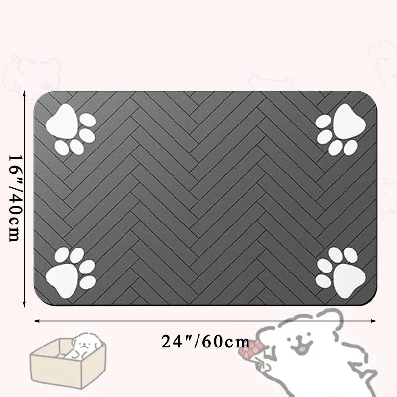Pet Feeding Placemat – Waterproof Quick-Dry Mat with Rubber Backing for Dog & Cat Food and Water Bowls