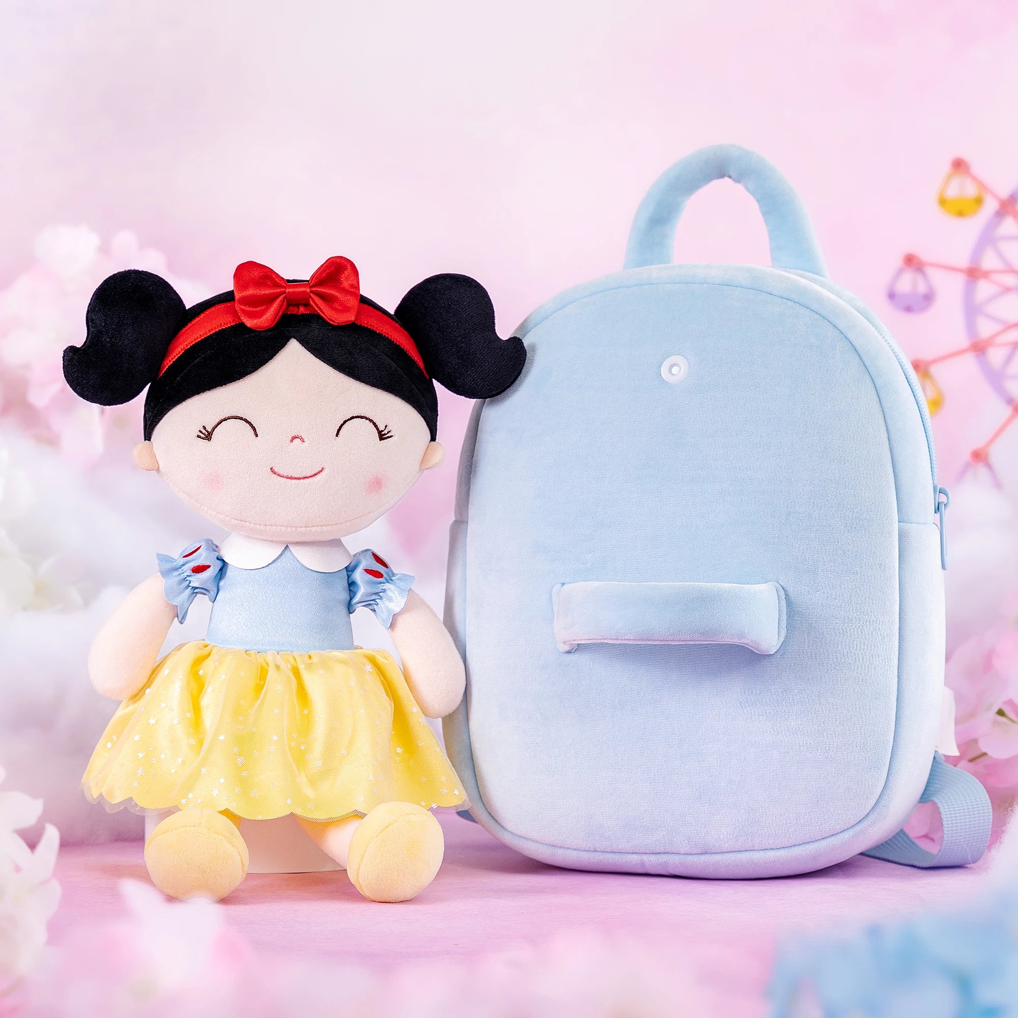 9-Inch Plush Backpack for Baby Girls – Red Bow Princess Doll Bag | Soft Cute Plush School Bag Gift for Toddlers & Preschool Girls