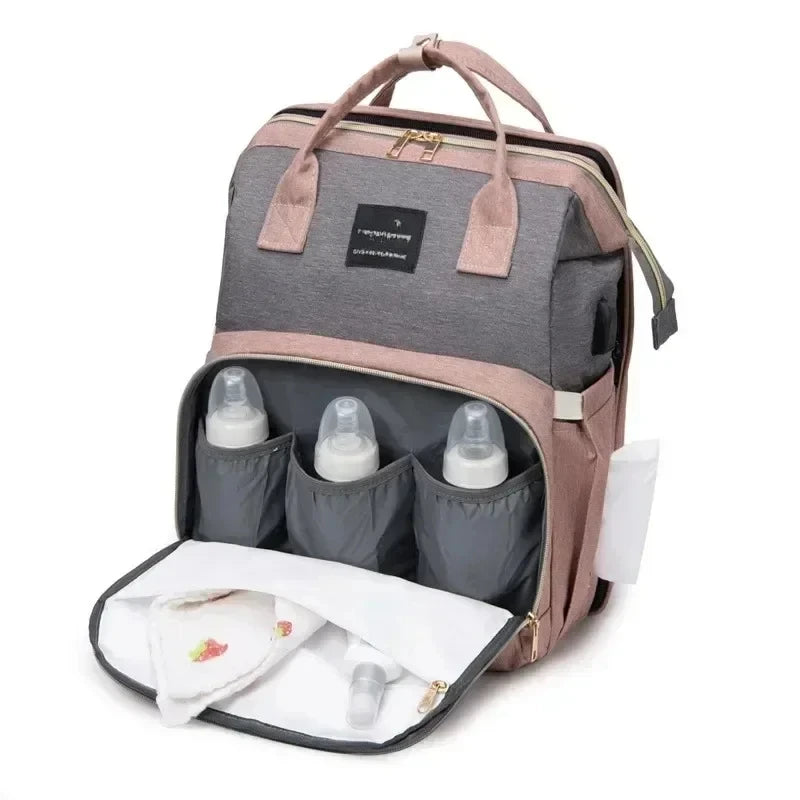 Portable Folding Crib Mommy Bag – Large-Capacity Travel Maternity Backpack for Baby Care