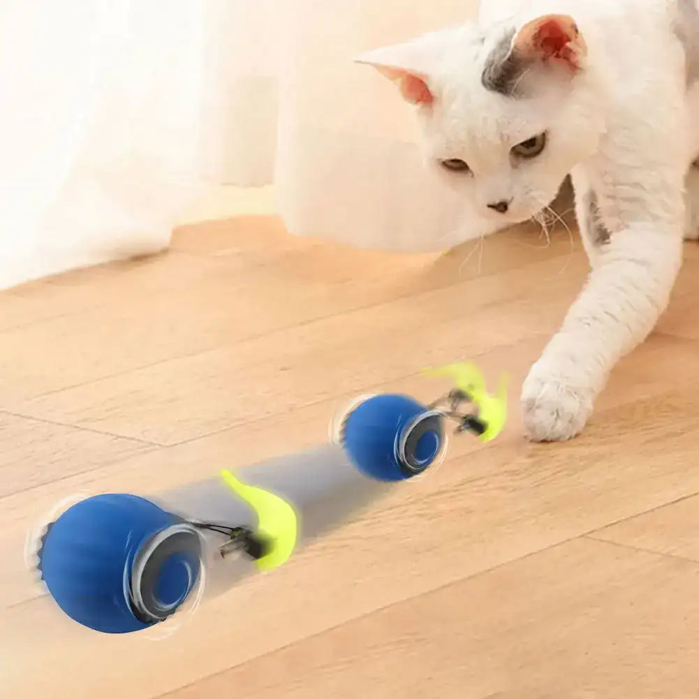 Interactive Rolling Ball Toy for Cats & Small Dogs – USB Rechargeable Smart Pet Wheel with Faux Tail
