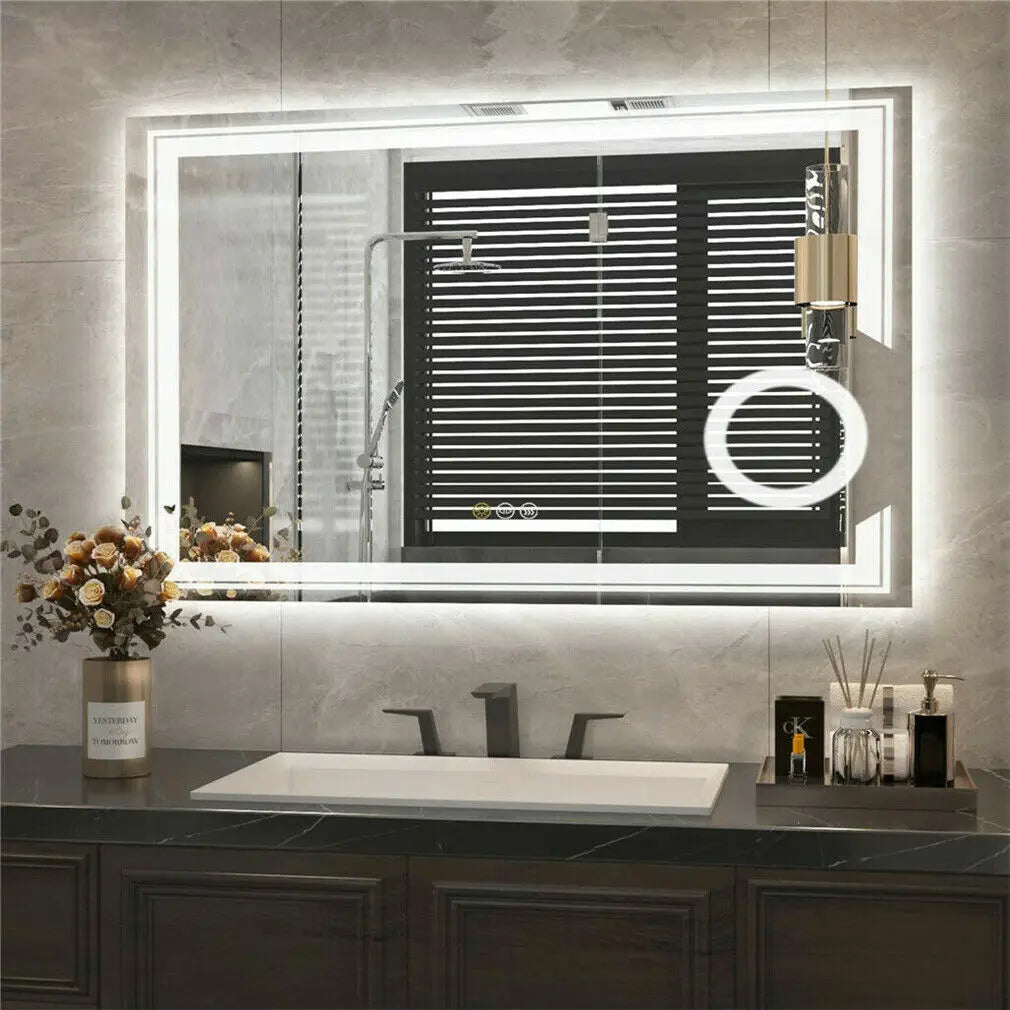 LUVODI Smart LED Wall-Mounted Bathroom Mirror with Magnifying & Anti-Fog Features