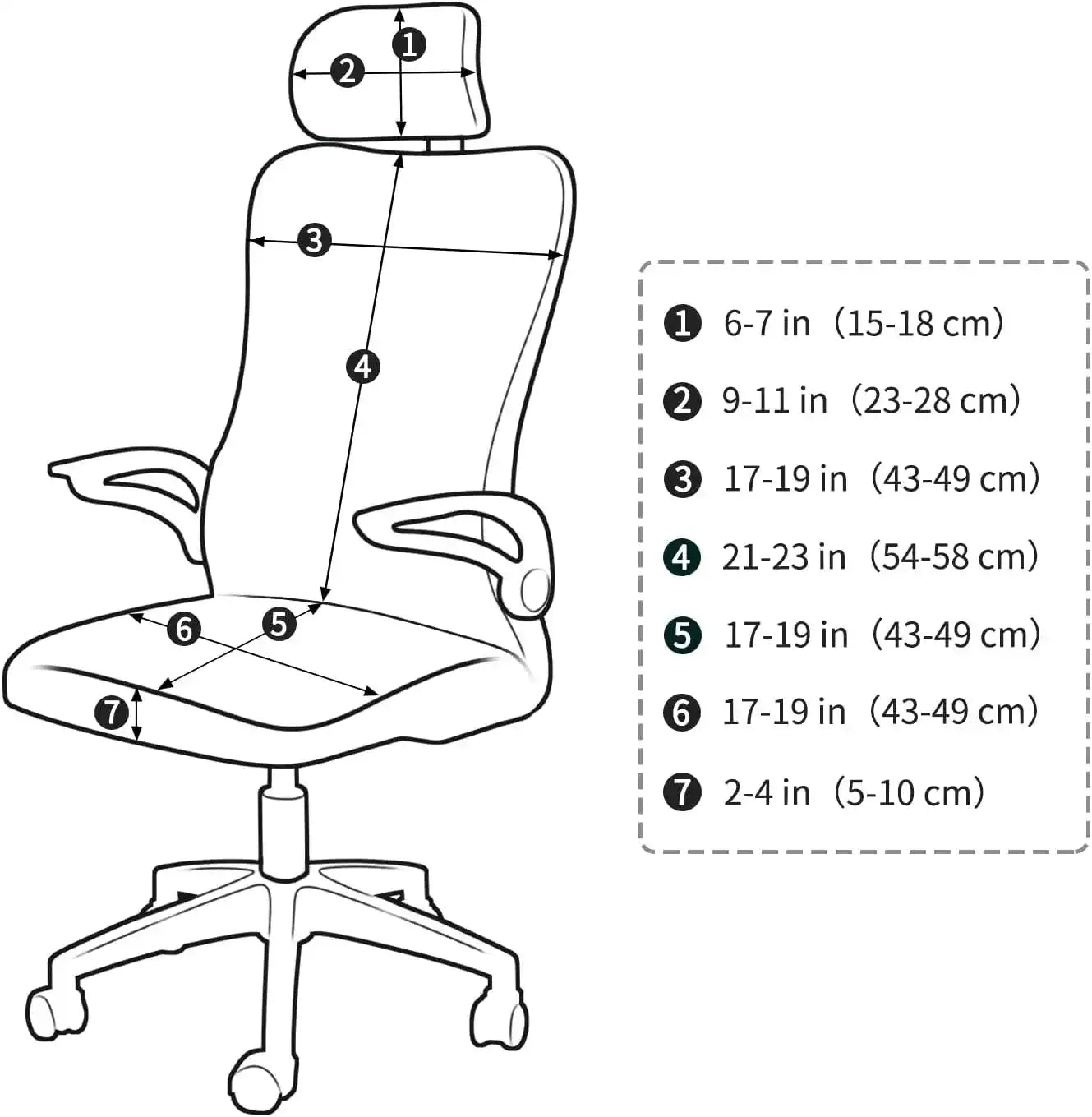Water-Repellent Ergonomic Office Chair Cover Set with Headrest – Stretch Slipcover for Executive Computer Seat