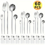 Luxe Golden 60-Piece Stainless Steel Cutlery Set – Mirror Polished Flatware in Gift Box