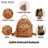 Toutou Brown Fashion Backpack for Women – Large Capacity Japanese & Korean Style Student Travel Bag