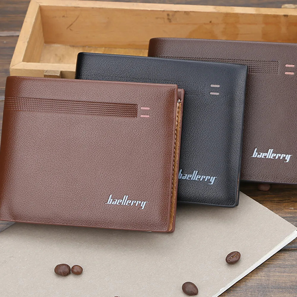 Casual Slim Business Wallet for Men – PU Leather Bifold Short Wallet with Card Holder & Money Clip | Elegant Executive Design