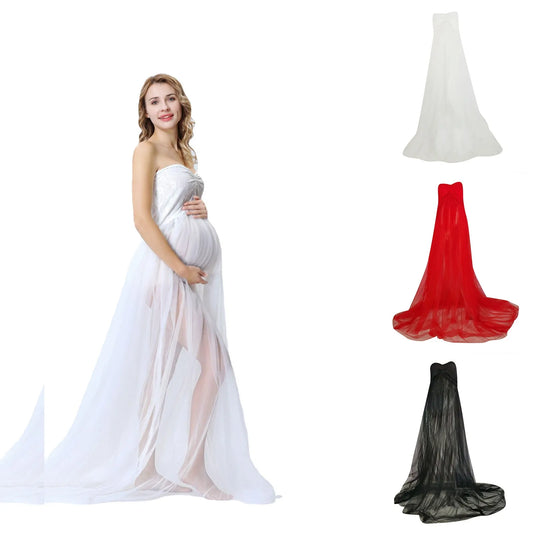 Women’s Elegant Maternity Gown – White Sleeveless Long Pregnancy Dress for Photoshoots, Baby Showers & Parties