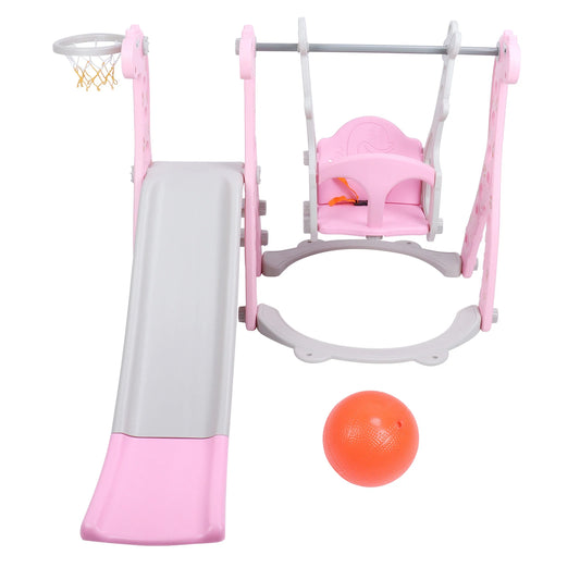 Climber & Swing Set with Slide, Indoor/Outdoor Play Slide-Swing Combo for Kids