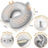 Ergonomic memory foam U-shaped travel pillow – portable airplane neck cushion for adults with winter & summer comfort