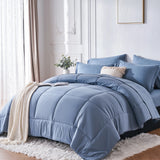 7-Piece “Bed-in-a-Bag” Comforter Set – Queen Size Solid Geometric Design Bedding Bundle (Sheets, Pillowcases & Comforter)