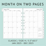 2025 Weekly & Monthly Planner Refill – 5.5" x 8.5" Classic Desk Size with Ruled Daily Blocks 📒