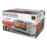 BLACK+DECKER 4-Slice Toaster Oven – Silver Compact Countertop Oven with Bake, Broil, Toast & Keep Warm Functions (TO1700SG)