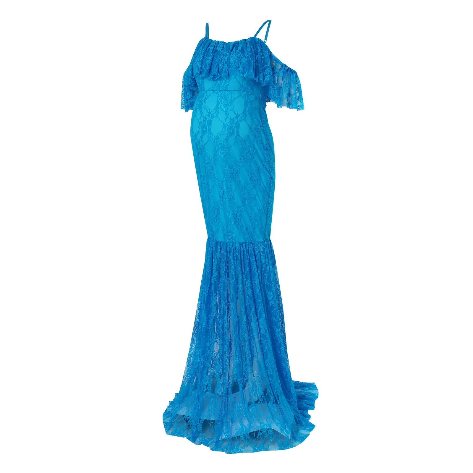 Women’s Lace Mesh Maternity Dress – Sleeveless Coral Tulle Pregnancy Gown with Elegant Design for Photoshoots & Parties