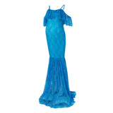 Women’s Lace Mesh Maternity Dress – Sleeveless Coral Tulle Pregnancy Gown with Elegant Design for Photoshoots & Parties