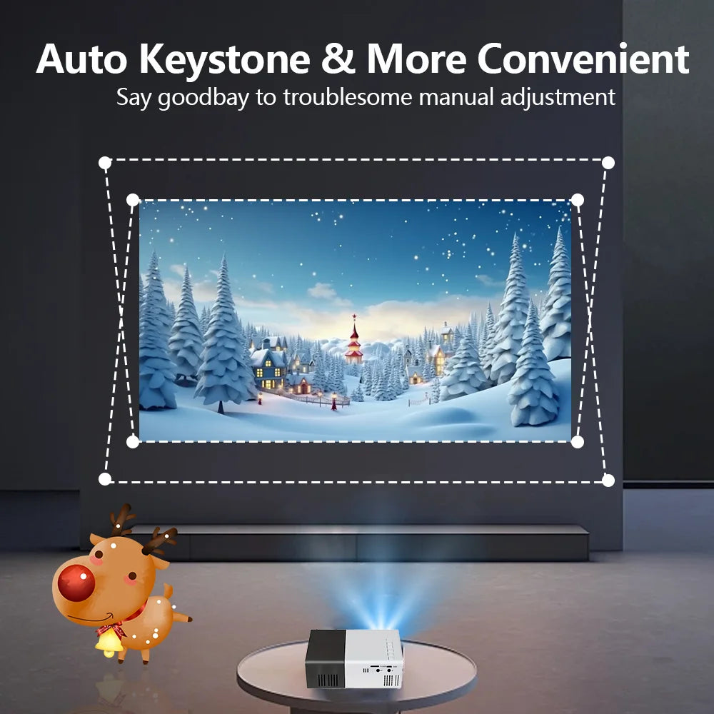 Mini Portable LED Projector Kit – Includes 72″ Screen & Adjustable Bracket; HDMI / USB / TF Audio Projection for Travel