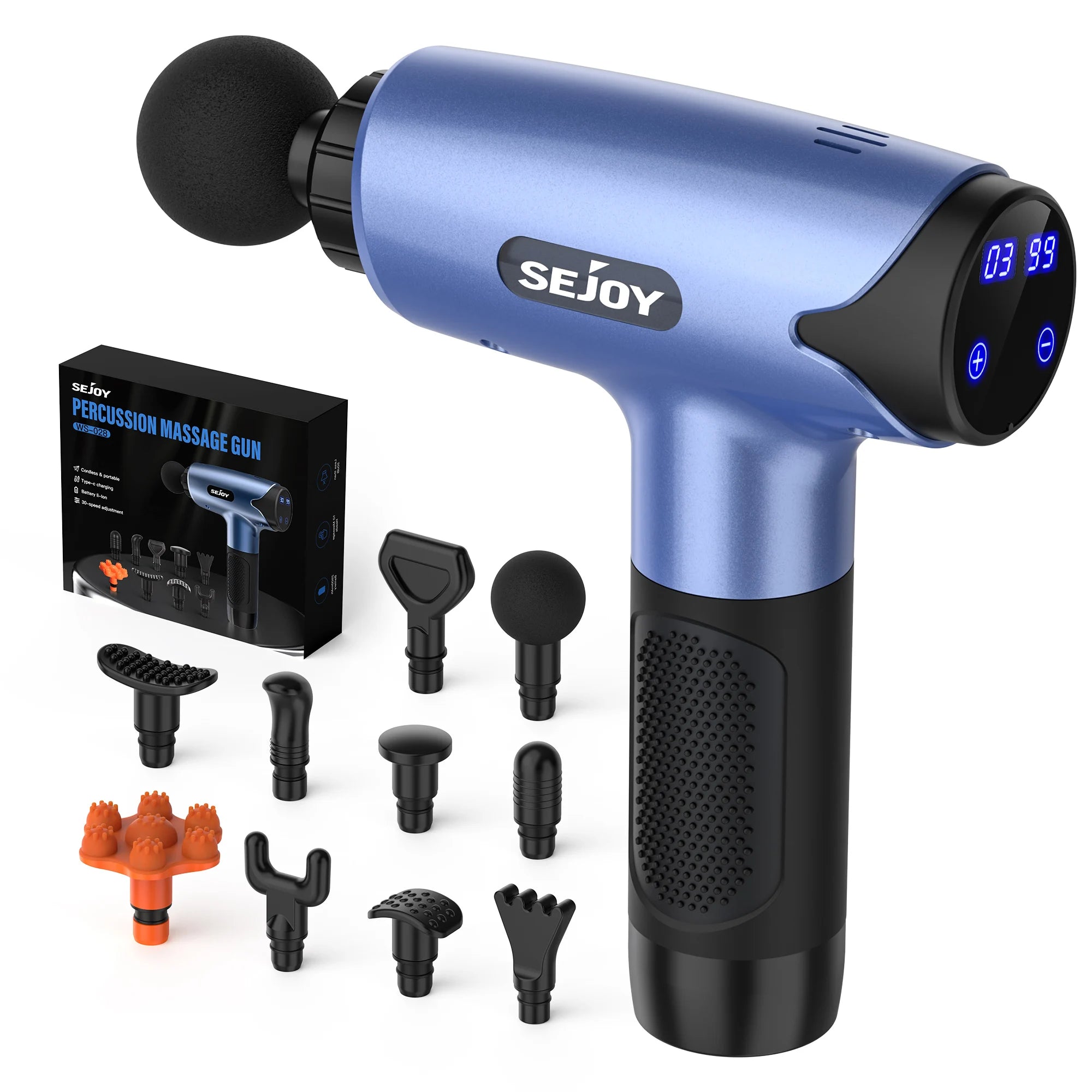 Deep-Tissue Massage Gun – 10 Interchangeable Heads & 30 Speed Levels for Full-Body Recovery