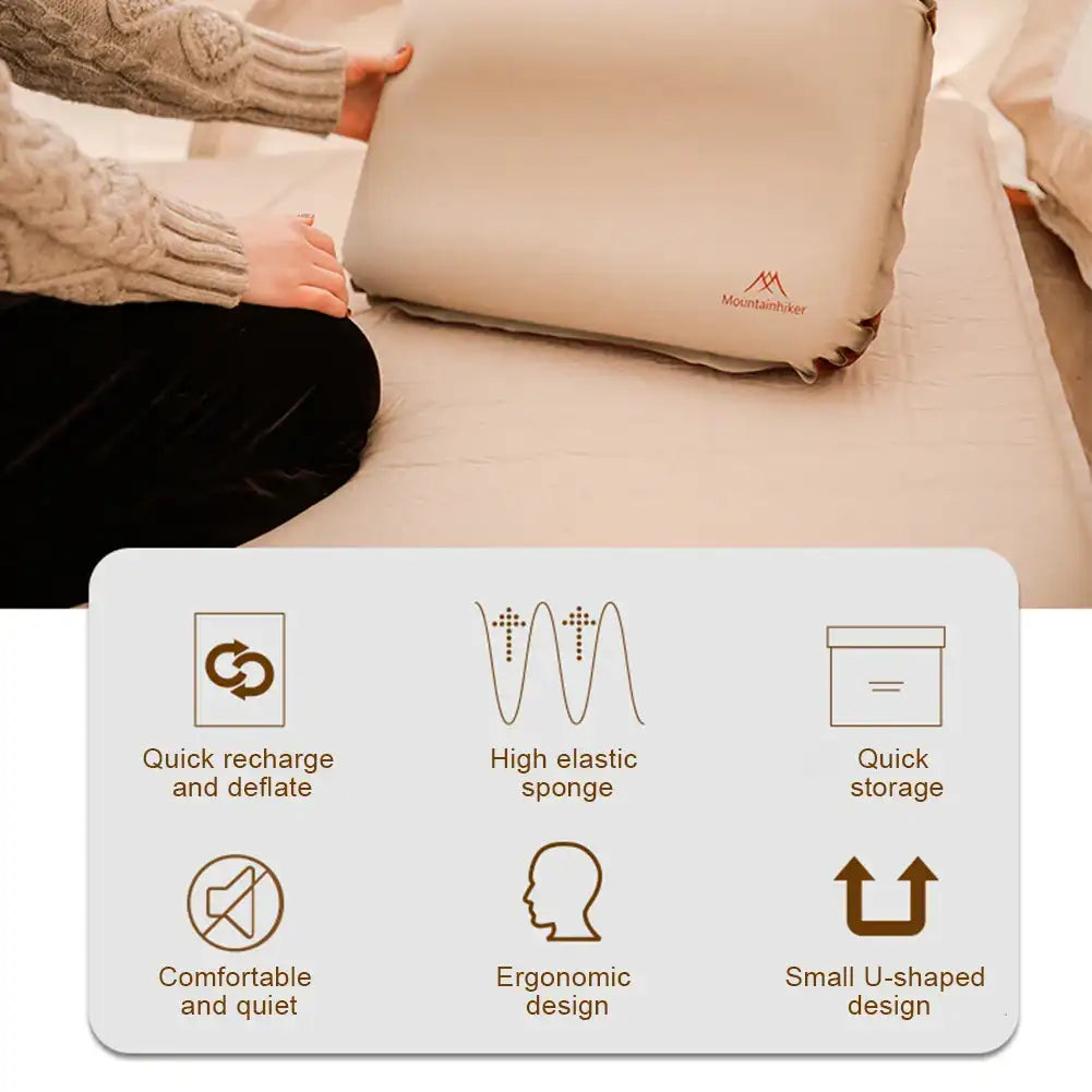Self-Inflating Camping Air Pillow – High-Rebound, Compressible Travel Neck Support